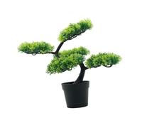 KiBcsLic Bonsái Artificial, Planta Pequeña en Maceta, Planta Artificial Decorativa para El Alféizar de La Ventana, Verde Claro, Individual