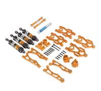 KiBcsLic Brazos de Suspensión y Amortiguadores Metálicos Alta Durabilidad Kit de Amortiguadores y Brazos Suspensión RC Alto Rendimiento para Modelistas, Gold