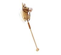 KiBcsLic Caballo de Juguete Palo con Mango Madera Sonidos Auténticos Peluche Artesanal Ruedas Resistentes Adecuado para, Amarillo con Rodillo