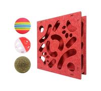 KiBcsLic Caja interactiva para Gatos, Rompecabezas en Forma de Laberinto con Pelotas, Rojo 40cm