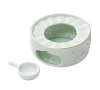 KiBcsLic Calentador de Tetera Base Cerámica Soporte Portavelas Retro Diseño Decorativo Adecuado para Hogar Oficina Amistad, Verde, Individual