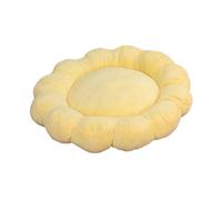 KiBcsLic Cama Redonda para Mascotas Nido de Flor Cojín Térmico Doble Cara Lavable Diseño Floral Antideslizante Adecuada para de Gatos Perros Ho, Amarillo