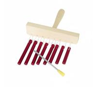 KiBcsLic Campanillas de Mano de 8 Notas Material Seguro Campanas 8 Notas Colores Brillantes Campanas Mano Madera para Niños Pequeños, Rojo