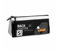 KiBcsLic Cartuchera de Doble Capa Multifuncional Portalápices de Gran Capacidad con Asa Diseño Moderno Estuche Rectangular con Asa para Adolescentes, Muchachos, Negro, Noche Tarde
