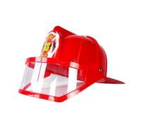 KiBcsLic Casco Bombero Infantil Sombrero Niños Cosplay Accesorio Disfraz con Gafas Gorra PVC Ajustable Role Play Adecuado para Disfraces de Roles Actividades E, Rojo