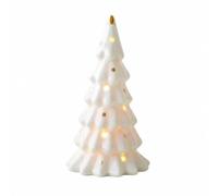 KiBcsLic Cerámica Blanca sin Cable Adorno Navideño con Luz LED Decorativa para Estantería, Comedor, Cedro 6 Niveles