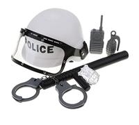 KiBcsLic Conjunto de Casco con Walkie- para Juego de rol de Policía, Juguete para Niños, Accesorios de Disfraces.