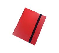 KiBcsLic Cuaderno de Ejercicios de Cartas Deportivas, 9 Compartimentos, con Correa, Rojo