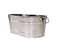 KiBcsLic Cubeta a Cubo para Hielo Bebidas Recipiente Metálico Galvanizado con Asas Resistente Diseño Ovalado para Mantener Botellas Frías Adecuado para Hogar Restaurantes Fiestas, Plateado