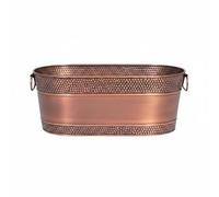 KiBcsLic Cubeta a Cubo para Hielo Bebidas Recipiente Metálico Galvanizado con Asas Resistente Diseño Ovalado para Mantener Botellas Frías Adecuado para Hogar Restaurantes Fiestas, Cobre