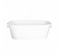 KiBcsLic Cubeta a Cubo para Hielo Bebidas Recipiente Metálico Galvanizado con Asas Resistente Diseño Ovalado para Mantener Botellas Frías Adecuado para Hogar Restaurantes Fiestas, Blanco