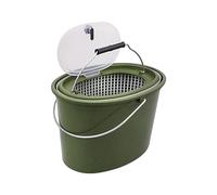 KiBcsLic Cubeta de Pesca Barril Porta Cebo Caja de Equipo Pesquero Recipiente Auxiliar Tapa de Malla Adecuado para Pesca Jardín Hogar Excursiones, Medio