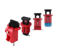 KiBcsLic Dispositivo de Bloqueo para Interruptores Automáticos Universal con Tornillo Giratorio Seguro para MCB de hasta 13mm Fabricado en Nylon Reforzado con, rosso-nero