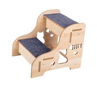KiBcsLic Escalera para Perros Escalones Mascotas Gato Madera Antideslizante Alfombra Compacta Fácil Montaje Adecuada para Perros Pequeños Gatos Mayores Camas, 2 Pasos