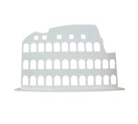 KiBcsLic Escultura Calada del Estructura Anfiteatro Clásico Diseño Perforado Decoración del Coliseo de Roma Acabado Metálico Souvenir de Arquitectura Romana, Blanco, Grande 62x8x38cm