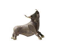 KiBcsLic Estatua de Toro de Cobre Figurina Animal Escultura Decorativa Ornamento de Mesa Texturizada con Apariencia Sólida Hecha en Metal Fundido Adecuada para, Bronce Antiguo