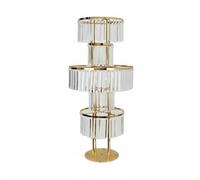 KiBcsLic Expositor Floral Redondo Estructura Estable Pedestal de Flores con Colgantes de Cristal Reutilizable Pedestal Redondo Dorado para Banquete, Escenario , Gold Round 110x50cm