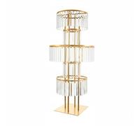 KiBcsLic Expositor Floral Redondo Estructura Estable Pedestal de Flores con Colgantes de Cristal Reutilizable Pedestal Redondo Dorado para Banquete, Escenario , Gold Square 110x50cm