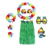 KiBcsLic Falda Vestuario Estirable Luau con Pulseras Collar Diadema Lentes Bra y Falda Adecuada para Departamentos de Danza Grupal y Fiestas Privadas