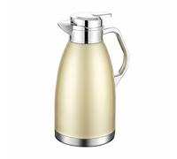 KiBcsLic Garrafa Térmica de Acero Inoxidable Antigoteo Jarra de Agua Caliente con Aislamiento para Hogar, Oficina, Gold, 2.2L