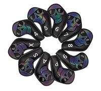 KiBcsLic Juego de 10 Fundas Impermeables de PU para Palos de Golf, Negro