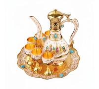 KiBcsLic Juego de Licor de Lujo Acabado Elegante Set Botella y Vasos Decorativo Juego Decantador para Salón, Gold White