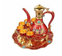 KiBcsLic Juego de Licor de Lujo Acabado Elegante Set Botella y Vasos Decorativo Juego Decantador para Salón, Gold Red