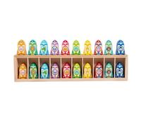 KiBcsLic Juego de Memoria para Niños Set Educativo de Madera Rompecabezas de Colores Juego de Reconocimiento de Formas, Array, Multicolor - Cohetes Y Animales
