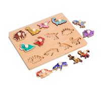 KiBcsLic Juego de Rompecabezas Geométricos de Madera para El Aprendizaje Educativo de Los Niños, Dinosaurio