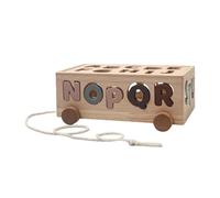 KiBcsLic Juguete de Clasificación de Formas Tablero Apilador de Madera Y Coches con Piezas Geométricas para Ejercitar Coordinación Óculo Manual Adecuado para N, Letras