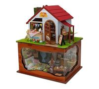 KiBcsLic Kit de casa en Miniatura para Hacer tú Mismo, Sala de panadería en Miniatura, Adorno de Mesa para Manualidades con LED, Modelo de Rompecabezas de