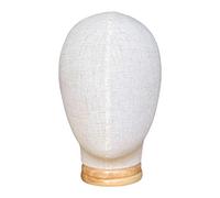 KiBcsLic Maniquí Cabeza Soporte para Pelucas con Cabezal de Tela y Base de Madera Estable Resistente a Desgaste para Presentación de Gorros Accesorios Joyas y, Pin enchufable, Individual