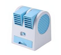 KiBcsLic Mini Refrigerador de Aire Portátil Silencioso Climatizador Evaporativo Acondicionado de de Escritorio para Estudiantes, Oficina, Azul, Plug-in 4 Velocidades