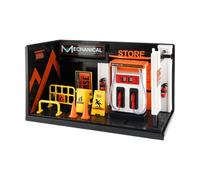 KiBcsLic Modelo a Escala 1/24 de Un Escenario de Simulación, Fabricado en Metal Fundido a Presión, con Escena de Garaje Y Paisaje, con Máquina de Aceite