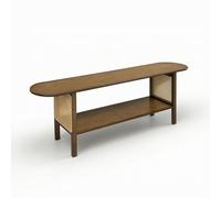 KiBcsLic Mueble de Televisión de Bambú con Consola Mesa Estantería y con Rejilla de Ratán y Acabado Almacenamiento Abierto Adecuado para Sala de Estar Recibidor Detrás del Sofá