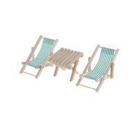 KiBcsLic Muebles en Miniatura para Casa de Muñecas a Escala 1:12, Jardín Y Playa, Tumbona Y Mesa Plegables para Terraza, Casa de Muñecas de Madera, Verde, Tal como se Describe