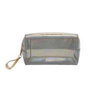 KiBcsLic Neceser de Maquillaje Impermeable Bolsa Cosmética Estuche de Aseo Organizador te PVC con Diseño Claro y Correa Adecuado para Viajes Gimnasio Hotel Rutina de Cuidado Personal, Black