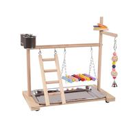 KiBcsLic Puesto de Juego para Loros, Juguete para pájaros, comedero de Acero Inoxidable, Percha de Madera, Gimnasio, Parque Infantil, Gimnasio para pájaros