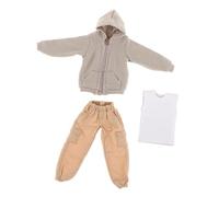 KiBcsLic Ropa para Figuras Masculinas a Escala 1/12: Conjuntos Casuales para Hombre, Sudadera con Capucha Hecha a Mano, Pantalones Cargo Y Camisetas Sin Mangas, Khaki