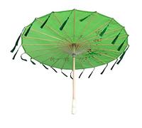 KiBcsLic Sombrilla Retro Tradicional Impermeable Plegable Exquisita de Papel Aceitado de Seda Artesanal para Accesorios de Danza, Pintura Y Baile para Mujeres, Verde