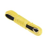 KiBcsLic Synthetic Winch Line de Fibra Sintética 1/4 Pulgada X 15m con Cable Resistente Gancho Funda Protectora Y Antideslizante Apto para ATV UTV SUV Camión B, Amarillo