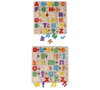 KiBcsLic Tableros de Letras ABC de Madera, Juguete Educativo para Bebés Y Niños, Bloques Del Alfabeto