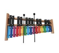 KiBcsLic Xilófono 27 Notas Brillante Metalófono con Mazos Educativo Carillón Metal con Soporte para Niños, Black Multi