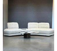 KIBONCY 147 '' Sofá Extra Grande Tapicería De Tela Suave, No Se Requiere Ensamblaje De Media Luna con Asiento Profundo, Mesa Lateral De Mármol A