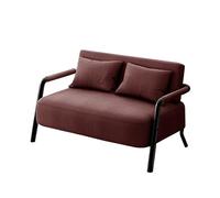 KIBONCY 2 Seater Linen Fabric Loveseat Sofa, Black Metal Frame Small Double Couch for Apartment Bedroom Compact Living Room Furniture(B,105cm)