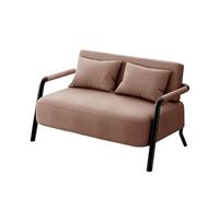 KIBONCY 2 Seater Linen Fabric Loveseat Sofa, Black Metal Frame Small Double Couch for Apartment Bedroom Compact Living Room Furniture(D,105cm)