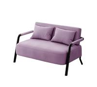 KIBONCY 2 Seater Linen Fabric Loveseat Sofa, Black Metal Frame Small Double Couch for Apartment Bedroom Compact Living Room Furniture(A,105cm)