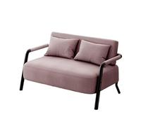 KIBONCY 2 Seater Linen Fabric Loveseat Sofa, Black Metal Frame Small Double Couch for Apartment Bedroom Compact Living Room Furniture(C,65cm)