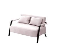 KIBONCY 2-Seater Linen Loveseat Sofa, Modern Mini Couch with Sturdy Metal Frame, Comfortable Small with Throw Pillows for Bedroom Living Room Studio Apartment(B,105cm)