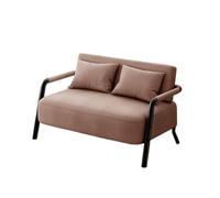 KIBONCY 2-Seater Linen Loveseat Sofa, Modern Mini Couch with Sturdy Metal Frame, Comfortable Small with Throw Pillows for Bedroom Living Room Studio Apartment(F,65cm)